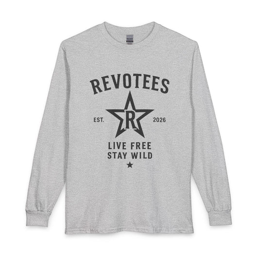 Revotees Star Long-Sleeve Live Free Stay Wild Casual Graphic Shirt T-Shirt