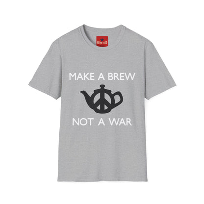 Make a Brew Not a War T-Shirt – Peaceful Coffee Lover Tee