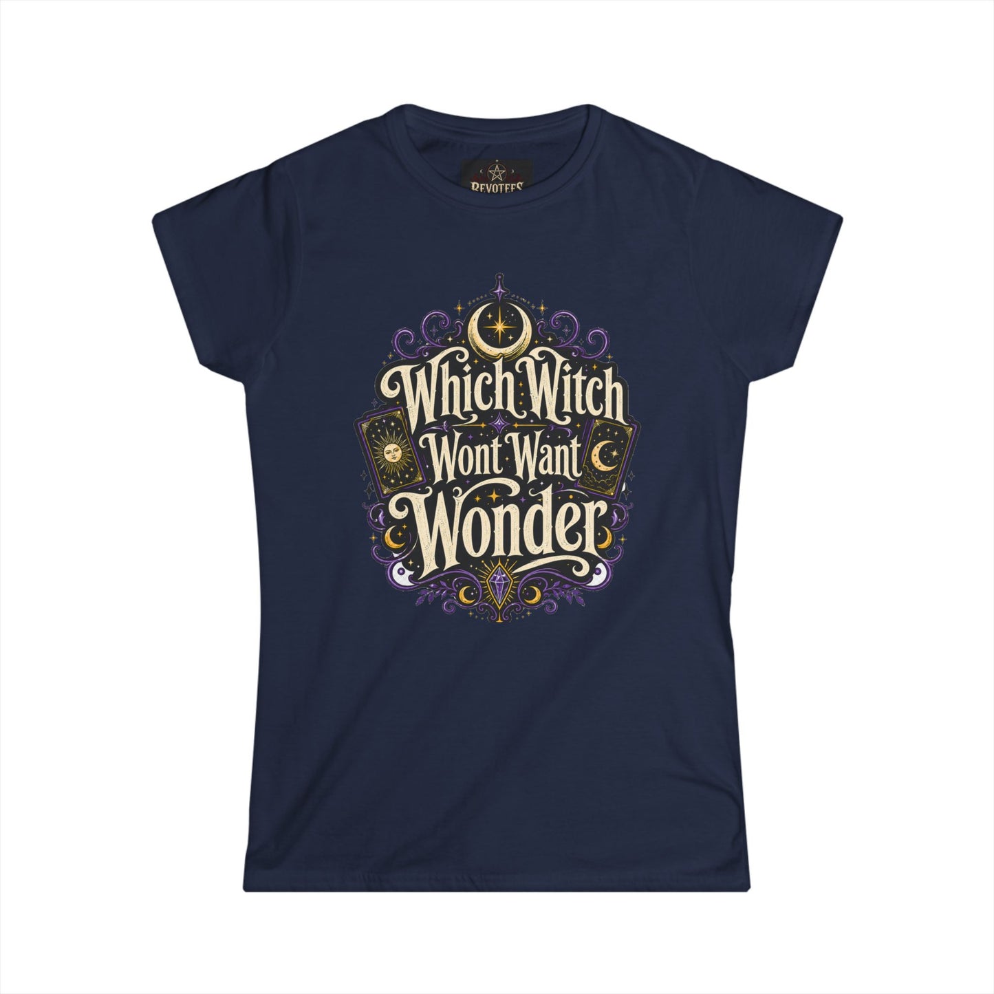Women's Witchy Tee — "Which Witch Won't Want Wonder" Gothic Halloween Shirt