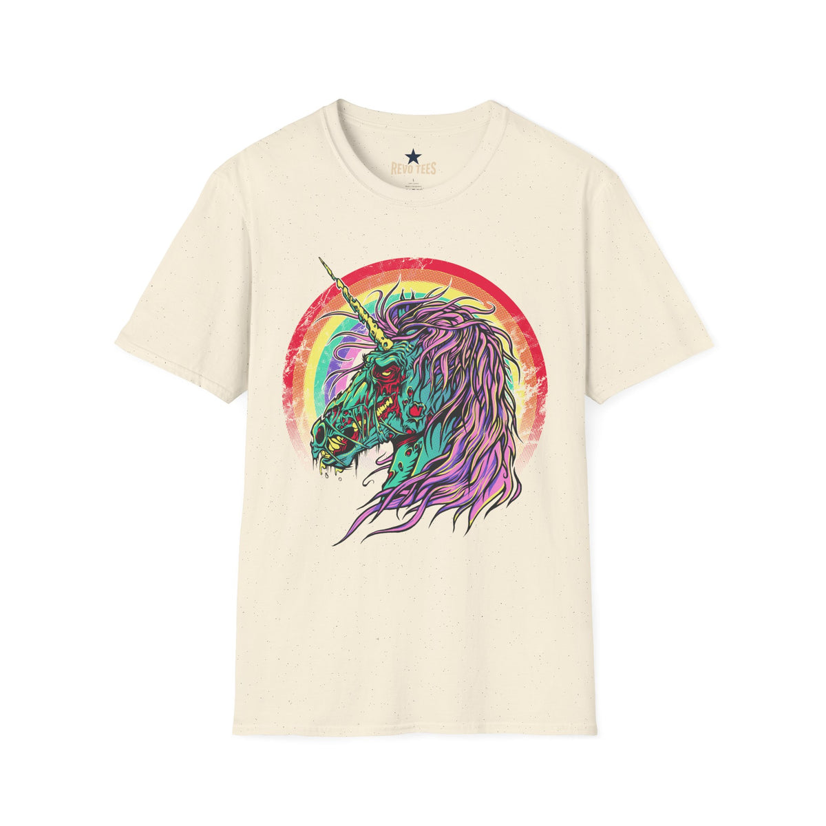 Psychedelic Zombie Unicorn — Rainbow Retro Mythical Tee
