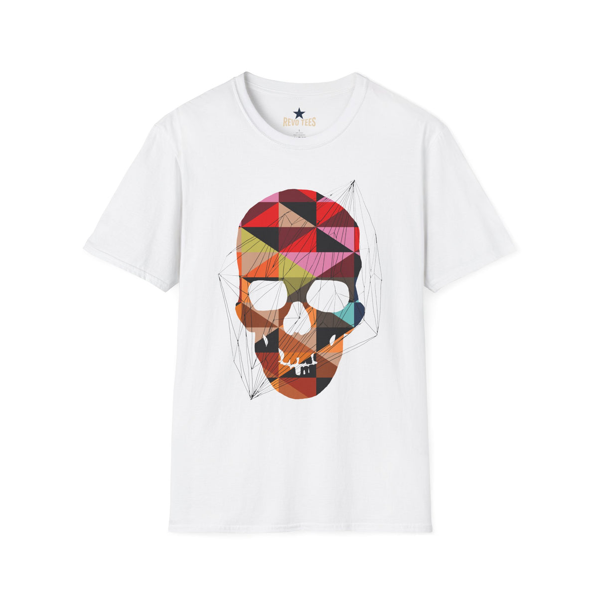 Revotees Geometric Colorblock Skull T-Shirt