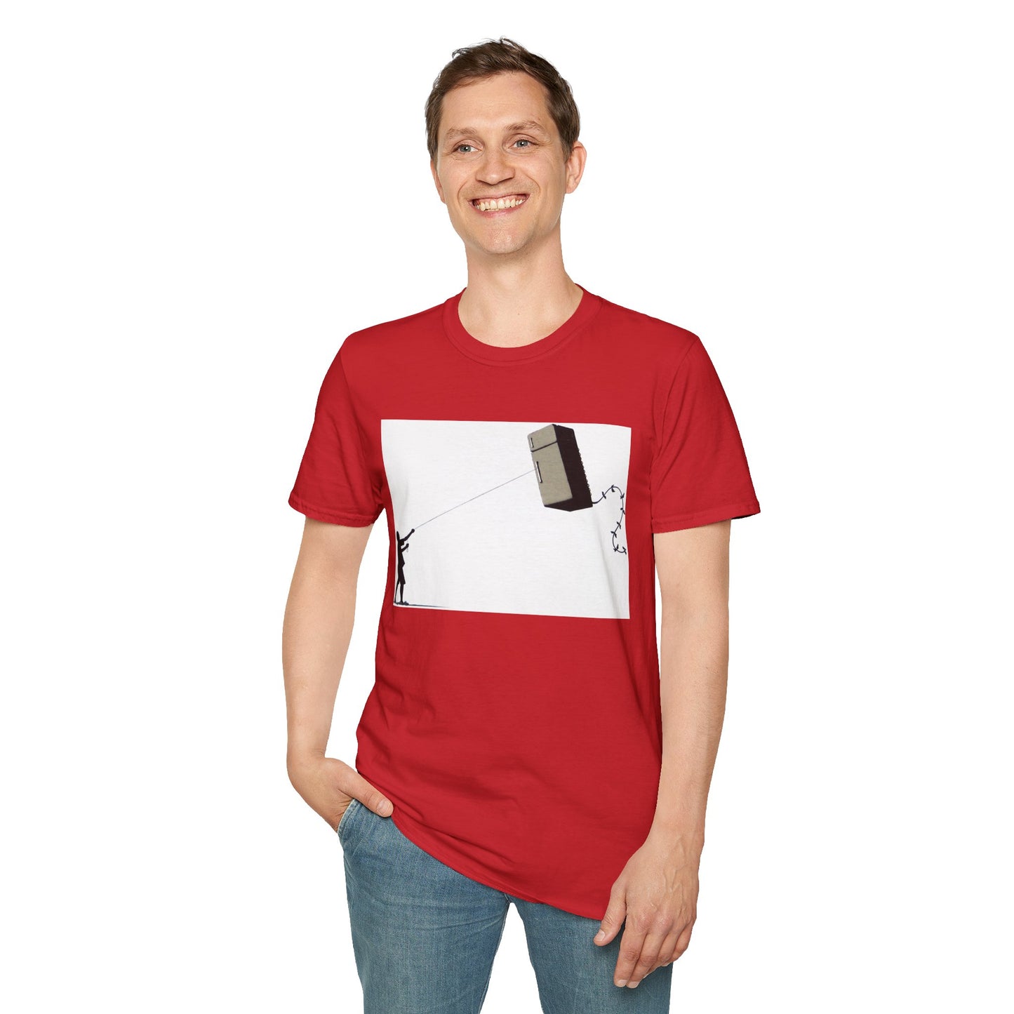 T-Shirt — Banksy-Style Kite Refrigerator Street Art Tee