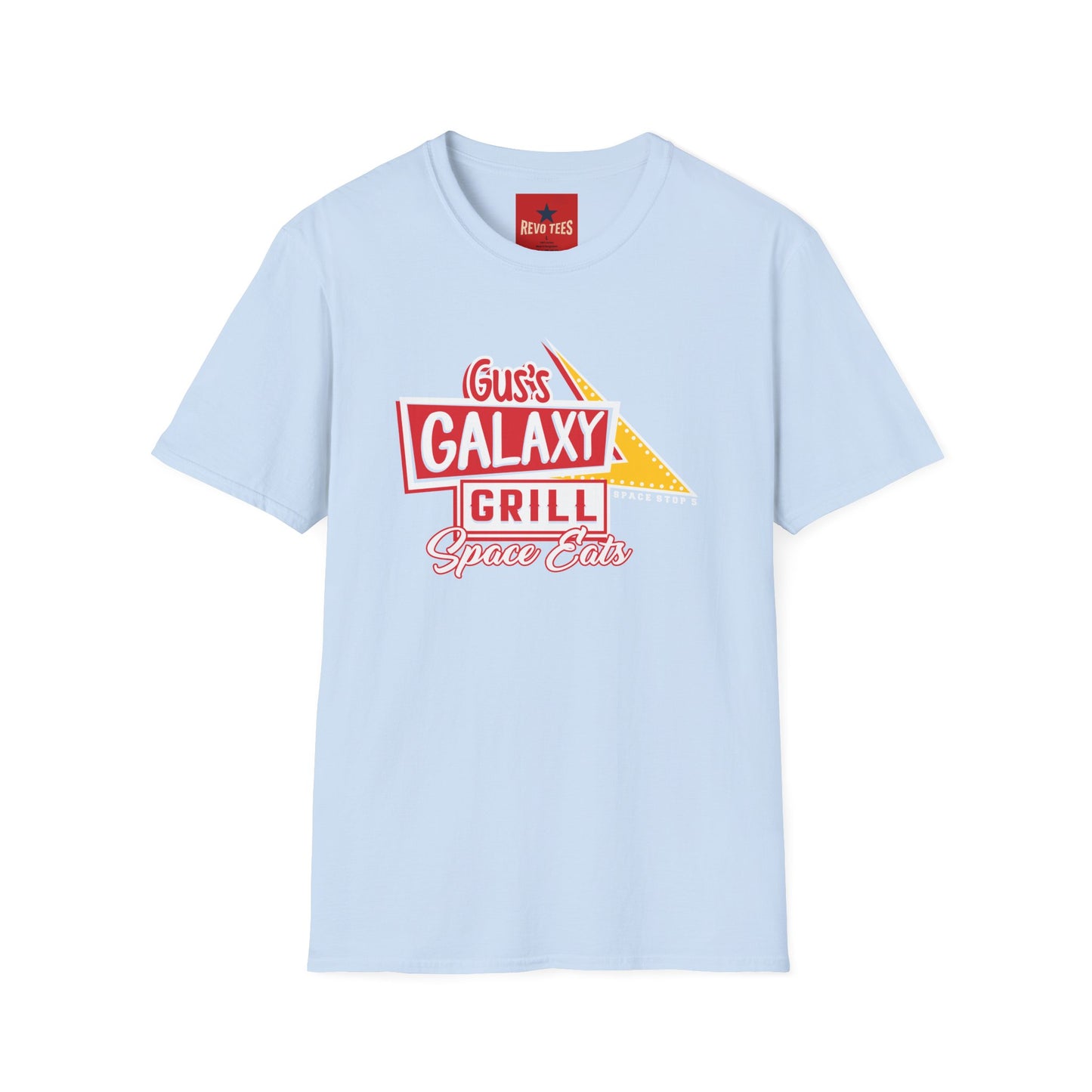 Galaxy Grill T‑Shirt – "Gus's Galaxy Grill: Space Eats" Retro Diner Tee