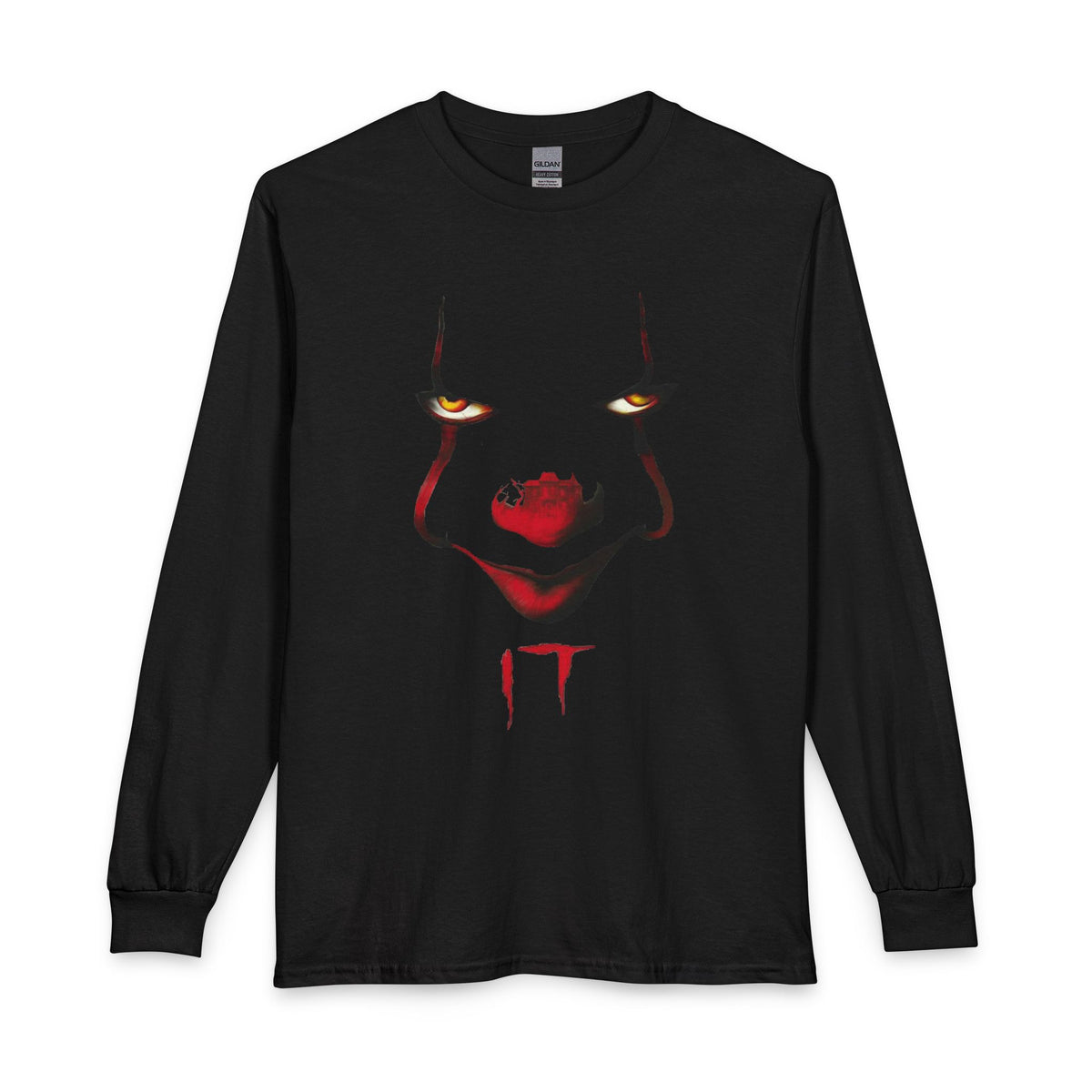 Horror Clown Face Long Sleeve Tee – 'IT' Pennywise Minimalist Graphic