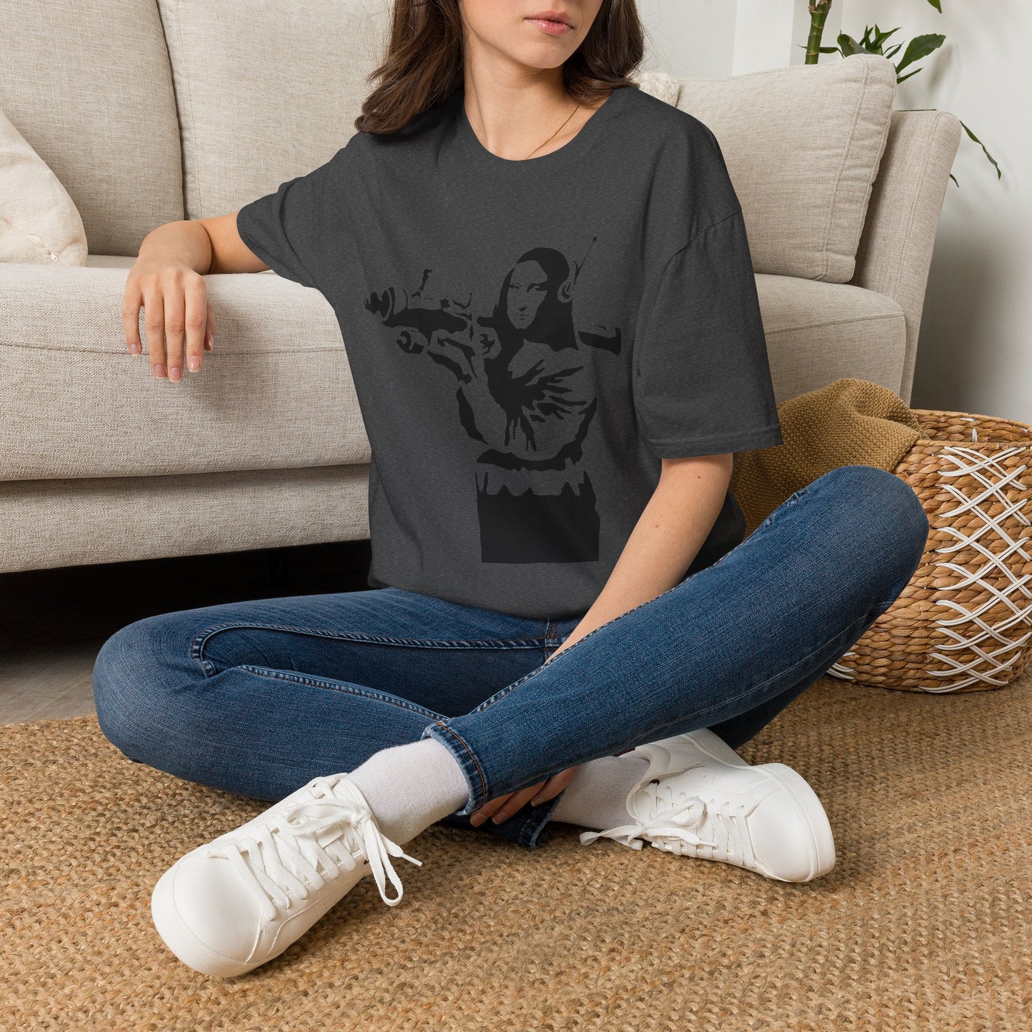 Banksy - Mona Lisa Spray Paint T-Shirt — Street Art Parody Tee
