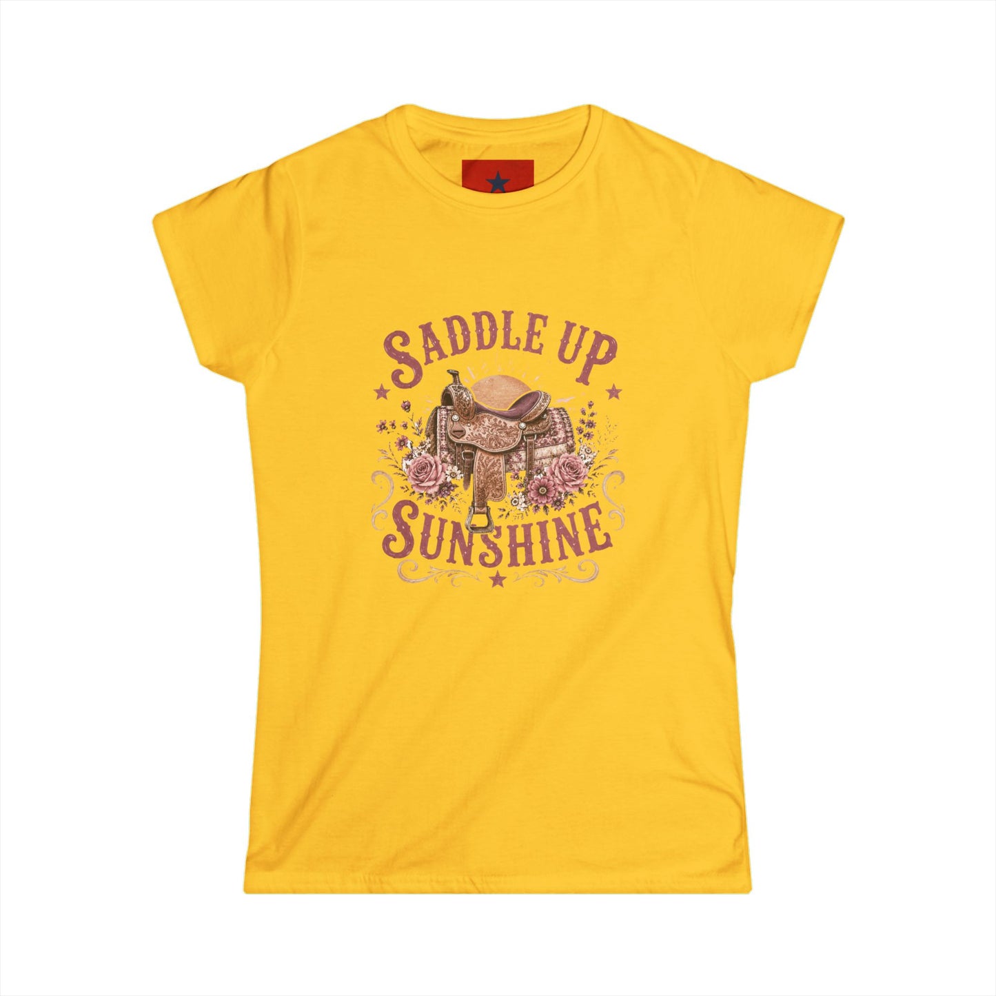 Saddle Up Sunshine Women's Tee — Cowgirl Saddle Graphic Tee