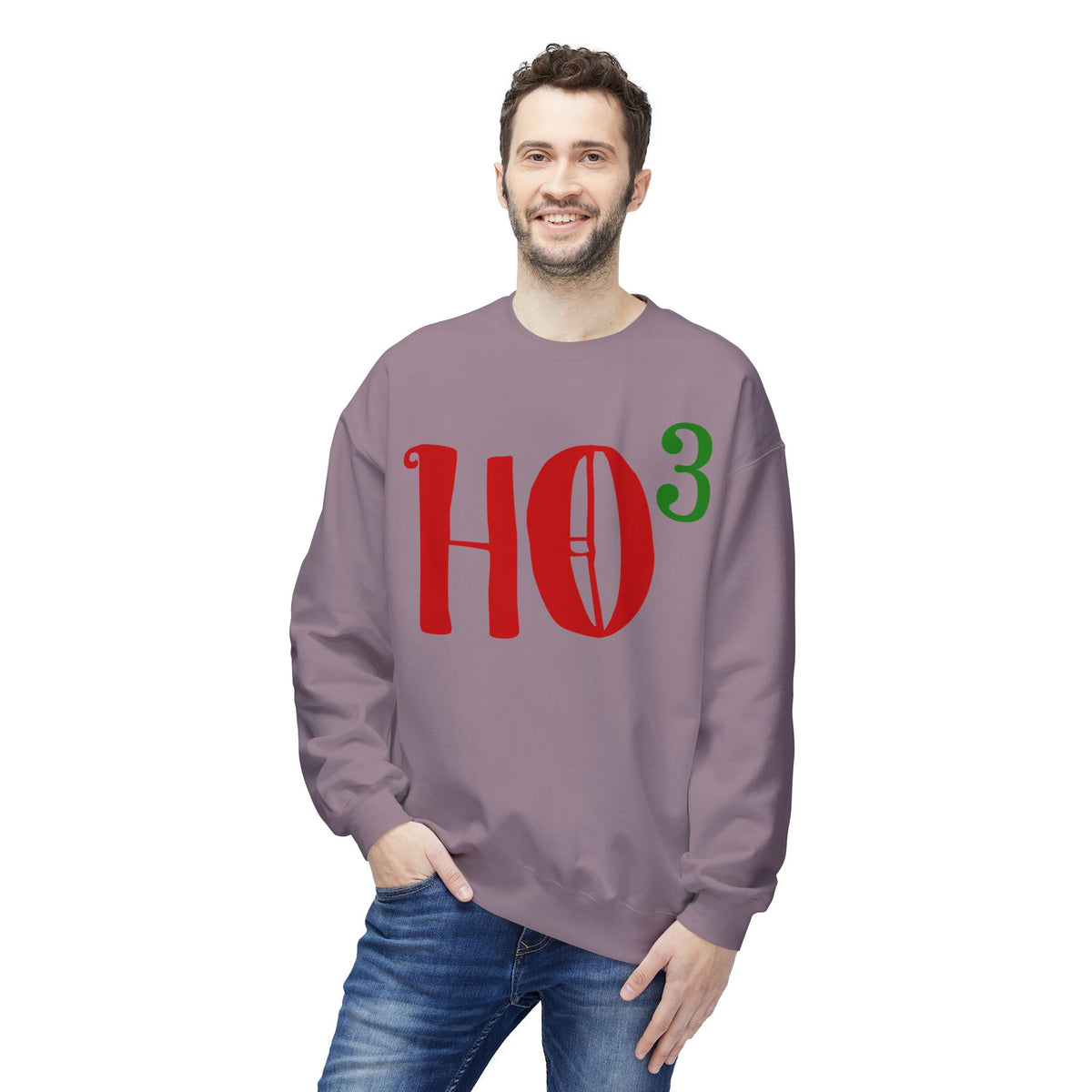 Christmas HO — Festive Red & Green Holiday Crewneck Sweatshirt