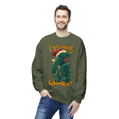 Christmas Godzilla - "Cold Hands Warm Heart" Holiday Crewneck Sweatshirt