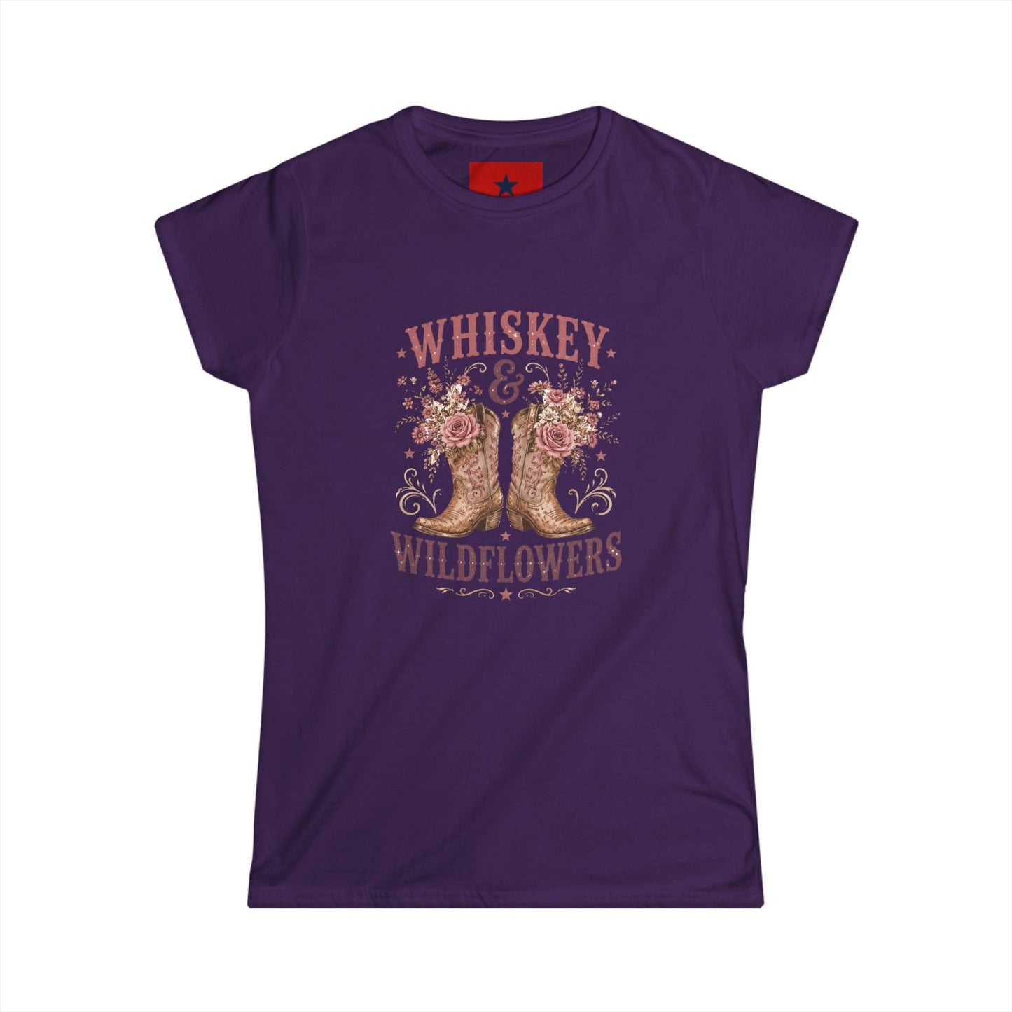 Whiskey & Wildflowers Women's Tee — Floral Cowboy Boots Graphic Shirt