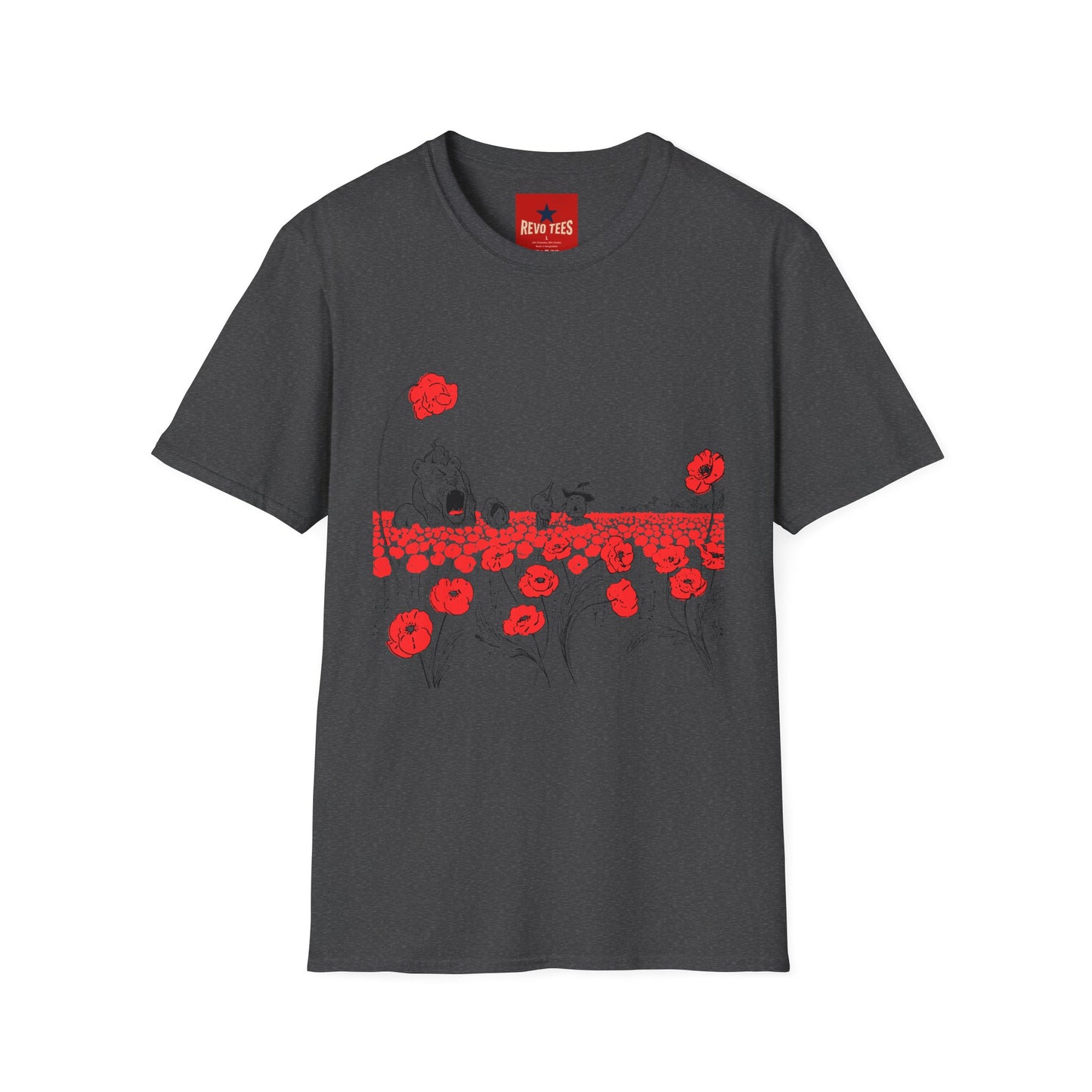 Poppy Field Shirt — Whimsical Floral Illustration Tee with Red Poppies