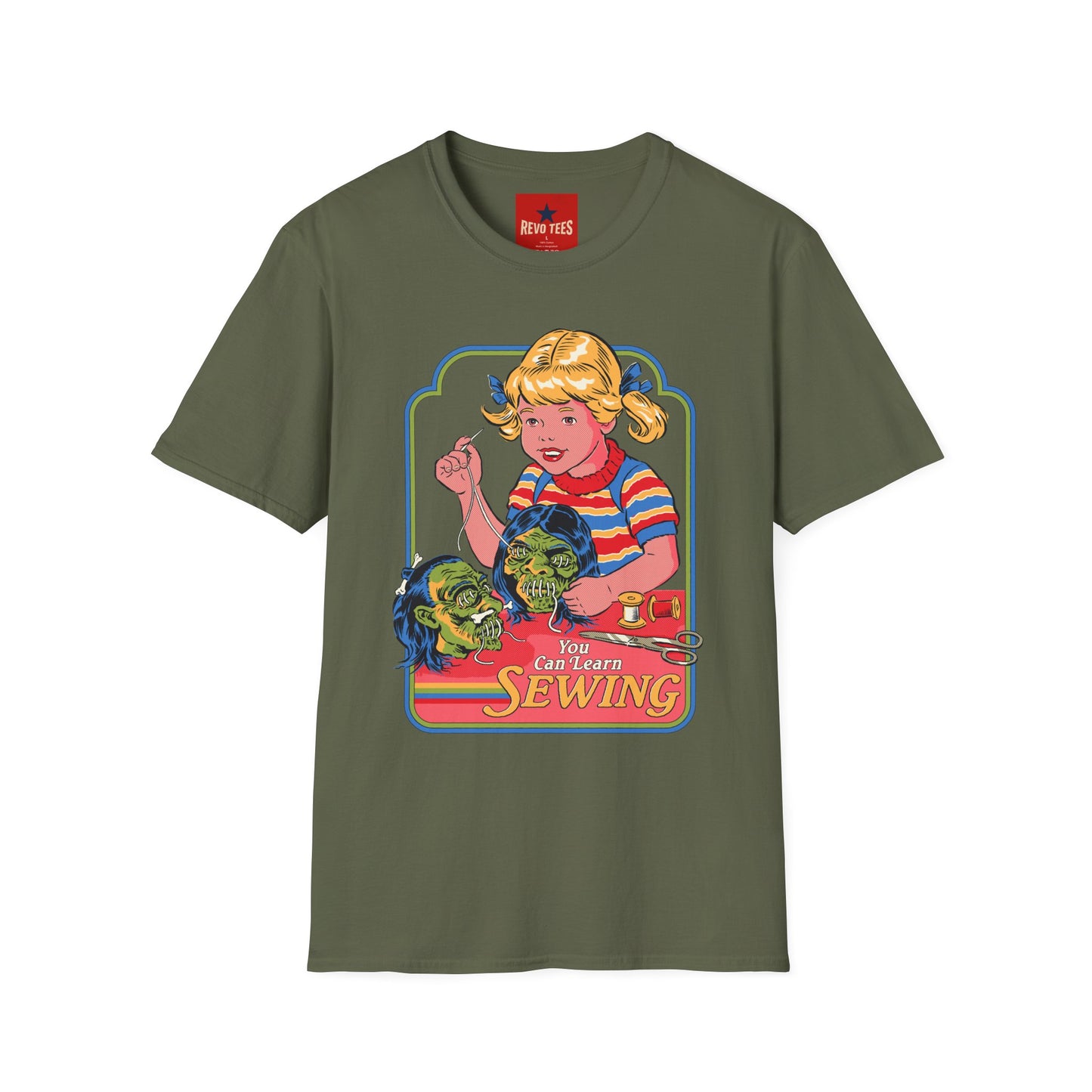 Retro Sewing Girl T‑Shirt — Vintage Crafting Graphic Tee