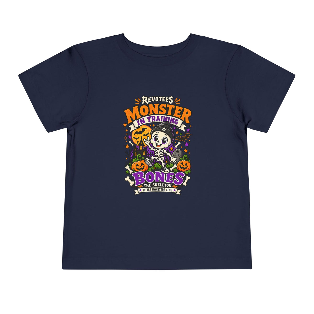 REVOTEES Toddler Tee — "Monster in Training" Cute Skeleton Halloween Shirt