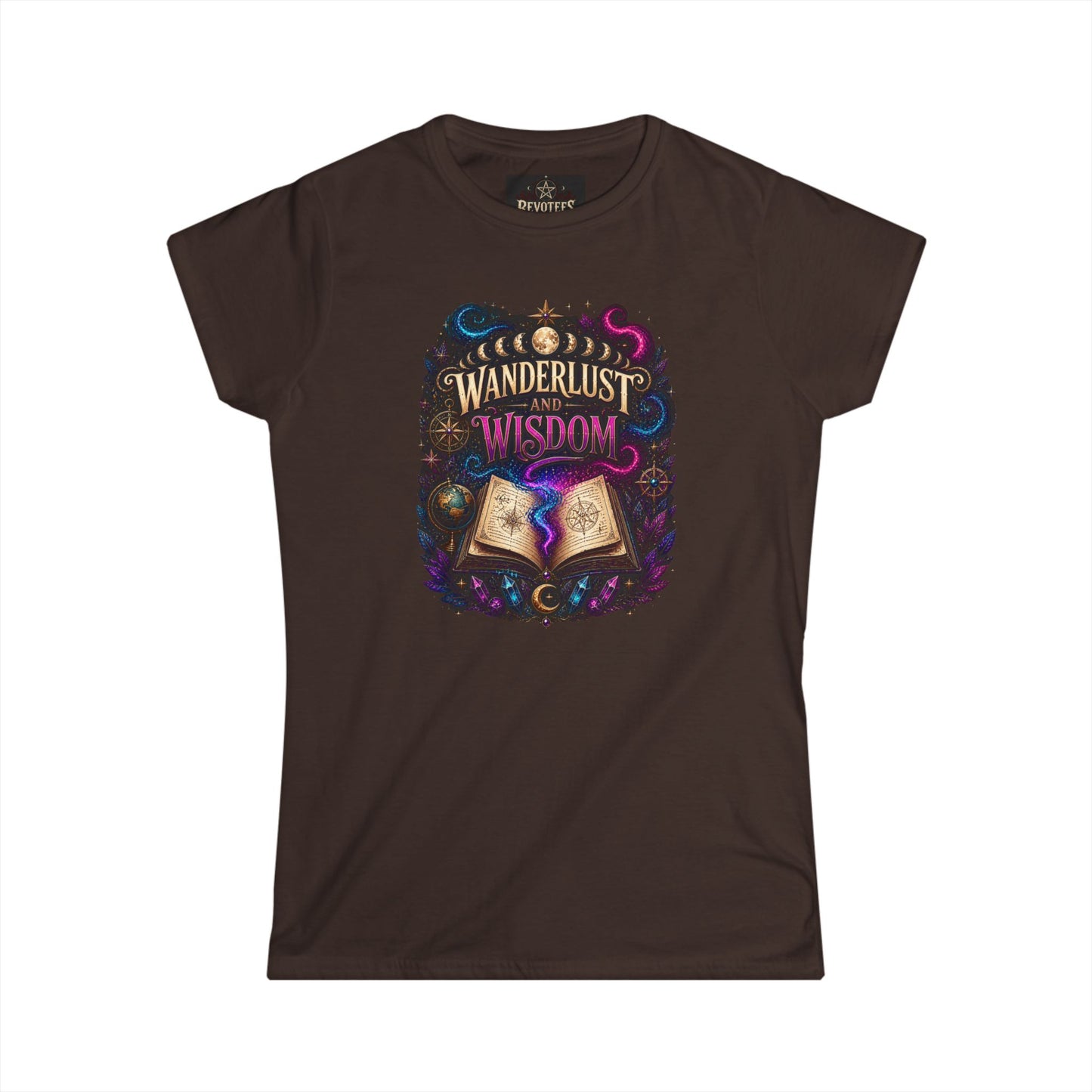 Wanderlust & Wisdom Graphic Tee — Magical Open Book Travel Shirt