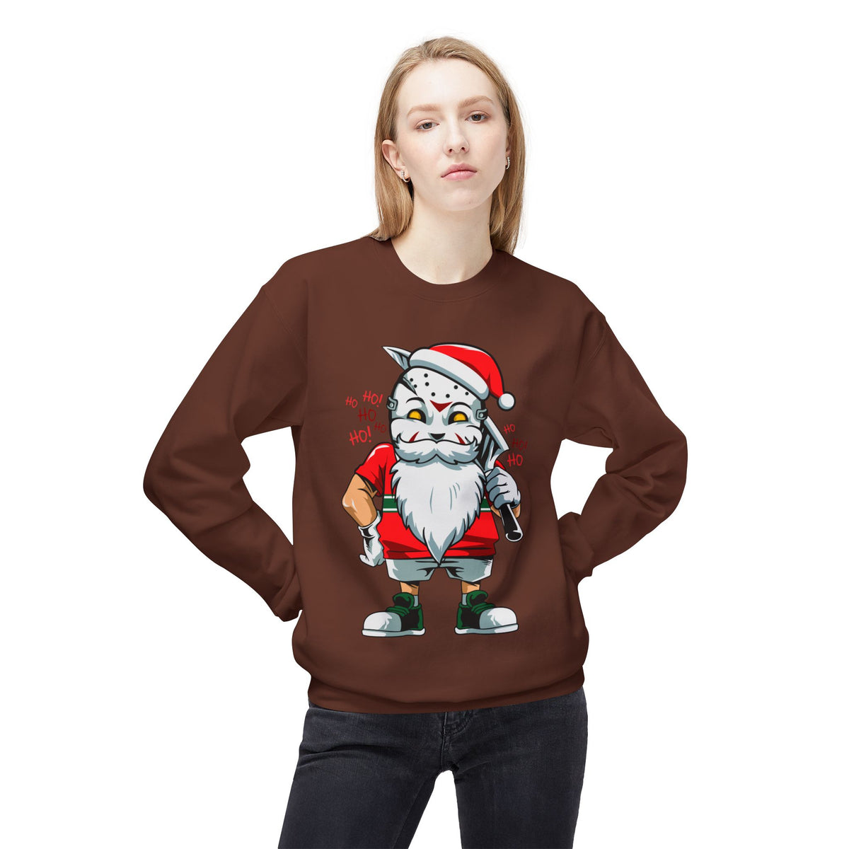 Santa Skull — Edgy Christmas Graphic Crewneck Sweatshirt