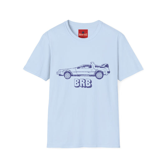 BRB DeLorean T-Shirt — Vintage Time Machine Tee for Retro & Sci‑Fi Fans