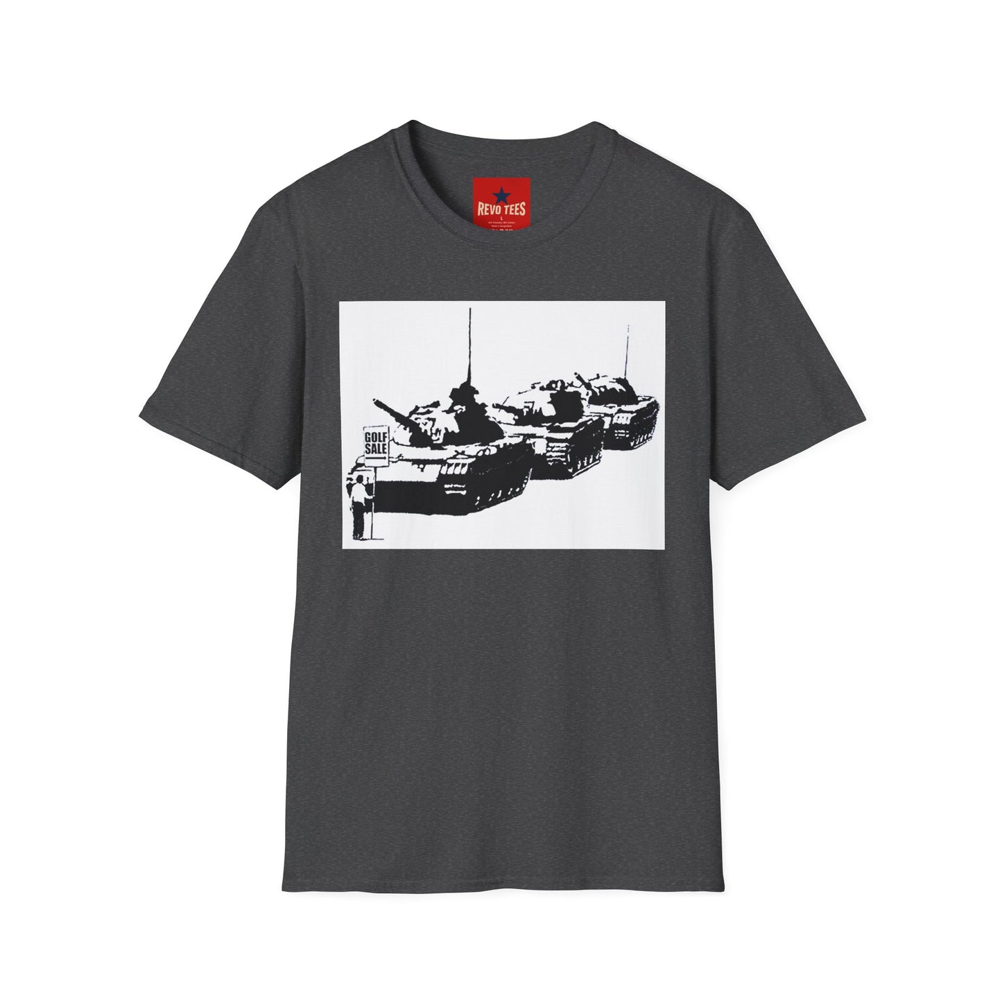 Banksy Tank Lineup Graphic T-Shirt — Stencil Military Tanks Design