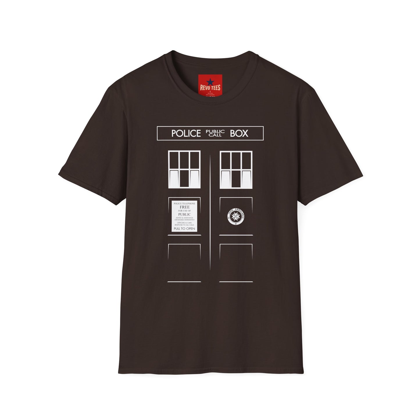 Police Box T‑Shirt — Retro Sci‑Fi TARDIS Door Graphic Tee