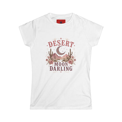 Desert Moon Darling Tee — Women's Boho Moon & Cactus Graphic T-Shirt