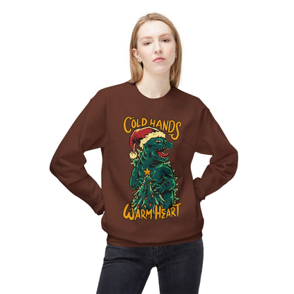 Christmas Godzilla - "Cold Hands Warm Heart" Holiday Crewneck Sweatshirt