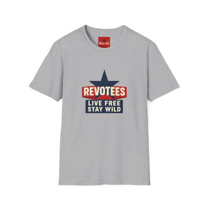 T-Shirt — REVOTEES “Live Free Stay Wild” Retro Star Tee