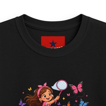 Kids Tee — "Little Butterfly Chaser" Cute Girl Butterfly Catcher Shirt