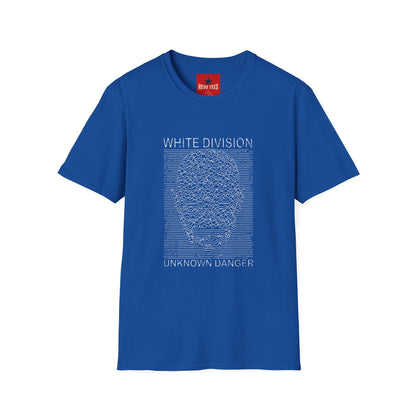White Division Graphic T‑Shirt — Unknown Danger Retro Wave Design