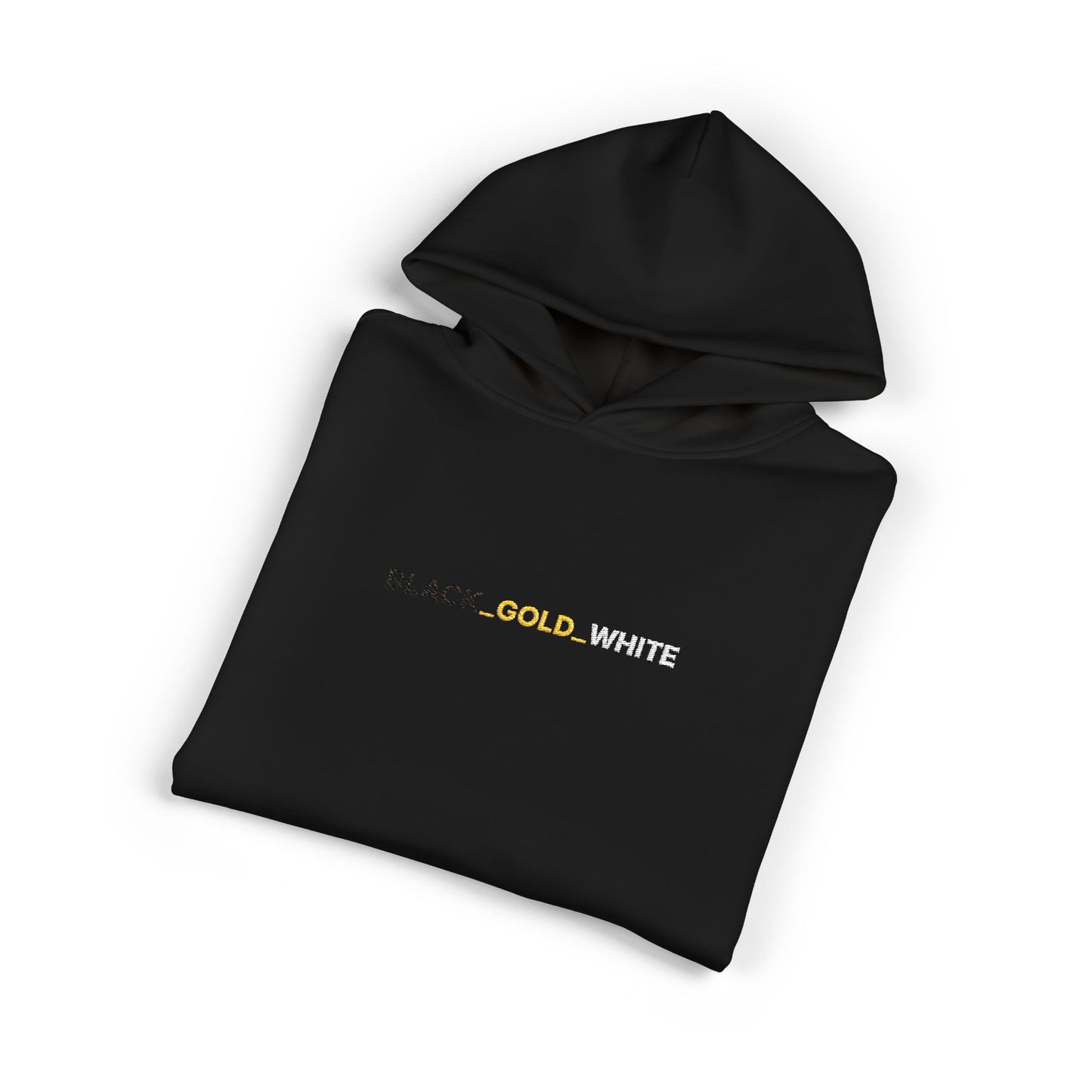 REVOTEES Black Gold White Embroidered Logo Hoodie front & sleeve