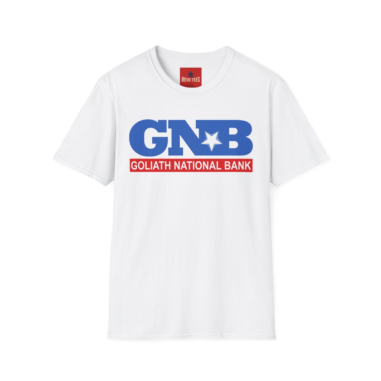 GNB "Goliath National Bank" Logo T-Shirt — Retro Blue & Red Vintage Bank Tee