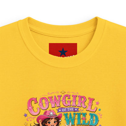 Kids Tee — "Cowgirl at Heart" Colorful Western Graphic (Cowgirl & Wild Print)