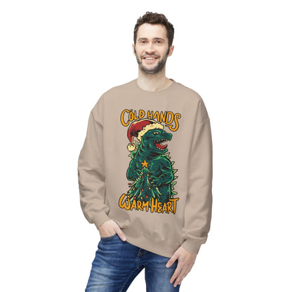 Christmas Godzilla - "Cold Hands Warm Heart" Holiday Crewneck Sweatshirt