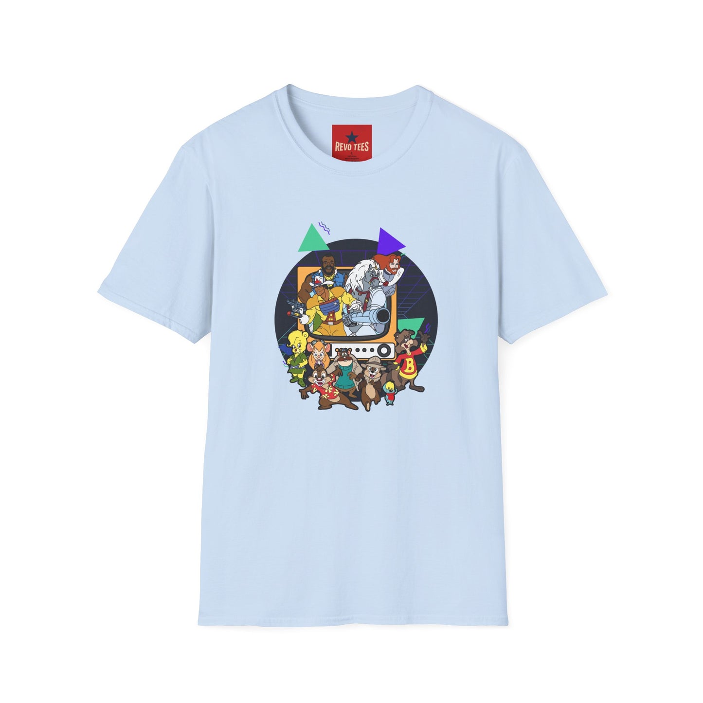 Retro Cartoon Crew T-Shirt — Vintage TV Character Collage