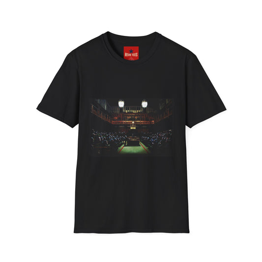 Banksy Courtroom Night Scene T-Shirt — Vintage Courtroom Photo Tee