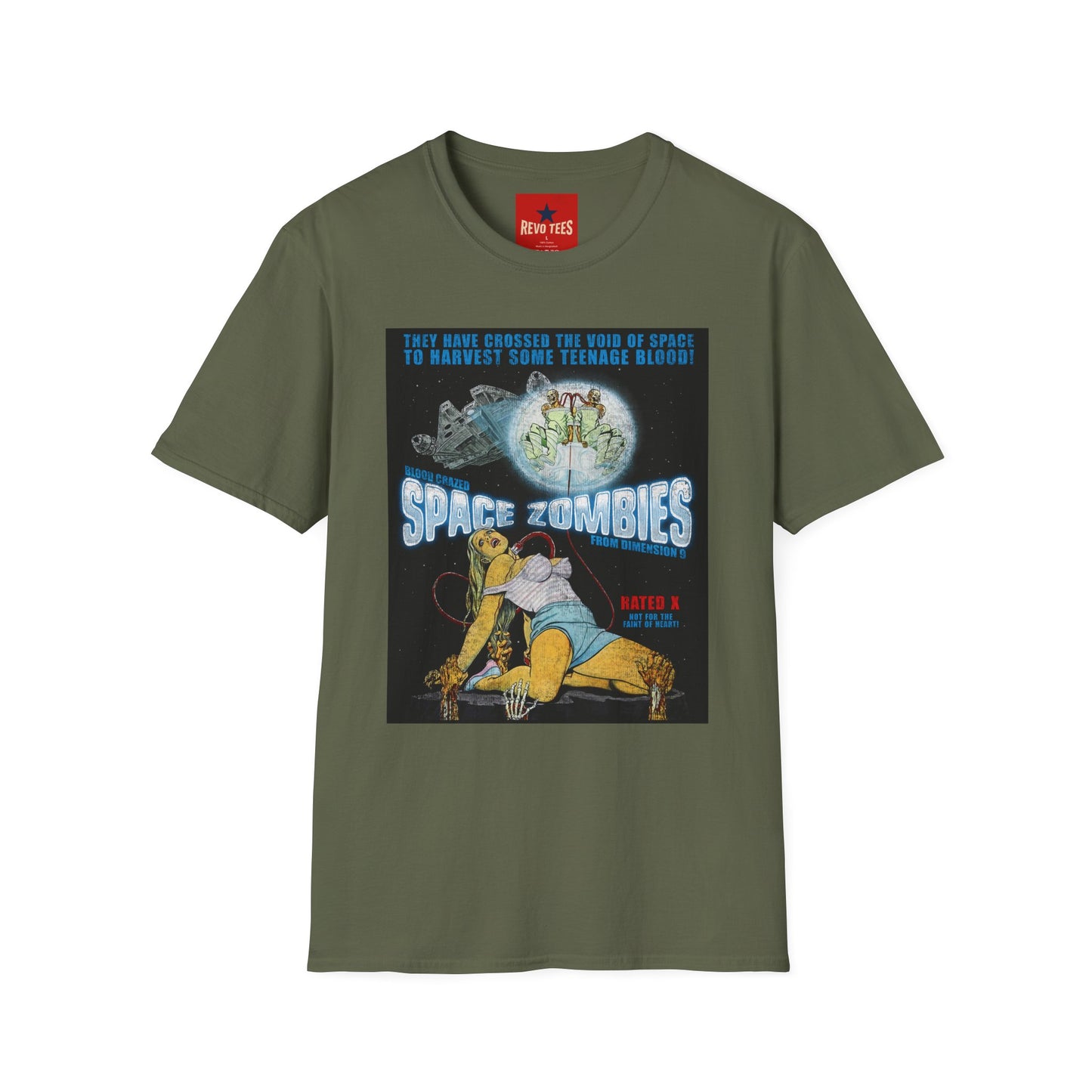 Space Zombies Retro Movie Poster T‑Shirt — Vintage Sci‑Fi Horror Tee (They Have Crossed the Void of Space to Harvest Some Teenage Blood)