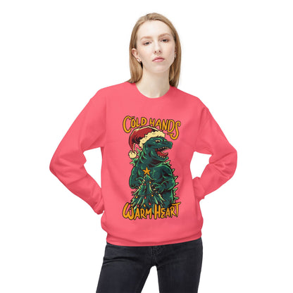 Christmas Godzilla - "Cold Hands Warm Heart" Holiday Crewneck Sweatshirt