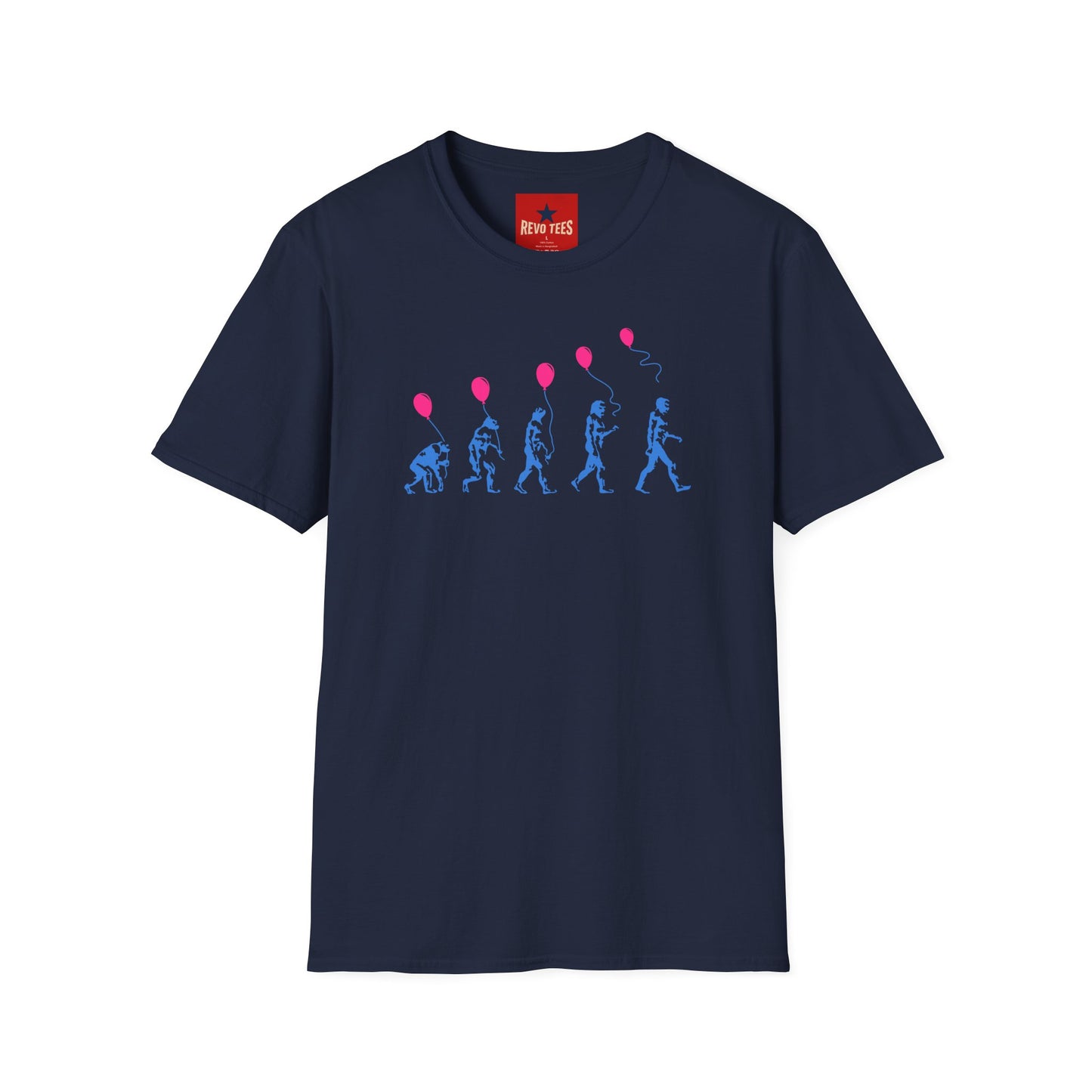 Evolution of Man Holding Balloon T-Shirt — Funny Retro Evolution Graphic Tee