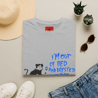 Banksy T-Shirt — 'I’m Out of Bed and Dressed, What More Do You Want?' Rat Graphic Tee