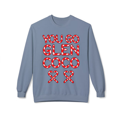 "You Go Glen Coco" Candy Cane Holiday Graphic Crewneck Sweatshirt