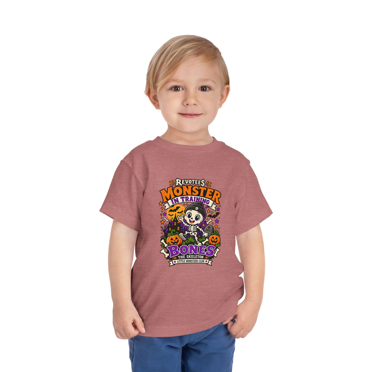 REVOTEES Toddler Tee — "Monster in Training" Cute Skeleton Halloween Shirt