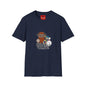 Cute Plush Creature T-Shirt — “Shoulder You Ever Need Us” Cartoon Group Tee