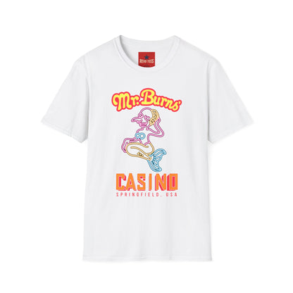 Mr. Burns Casino T-Shirt — Retro Neon Mermaid Resort Tee