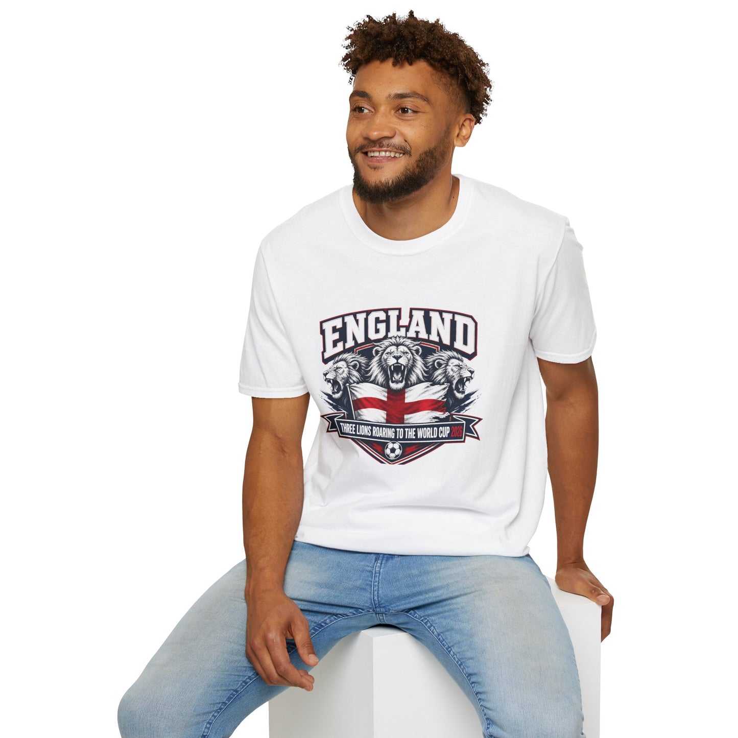 World Cup 2026 England Three Lions — Vintage Three Lions Flag Football Tee