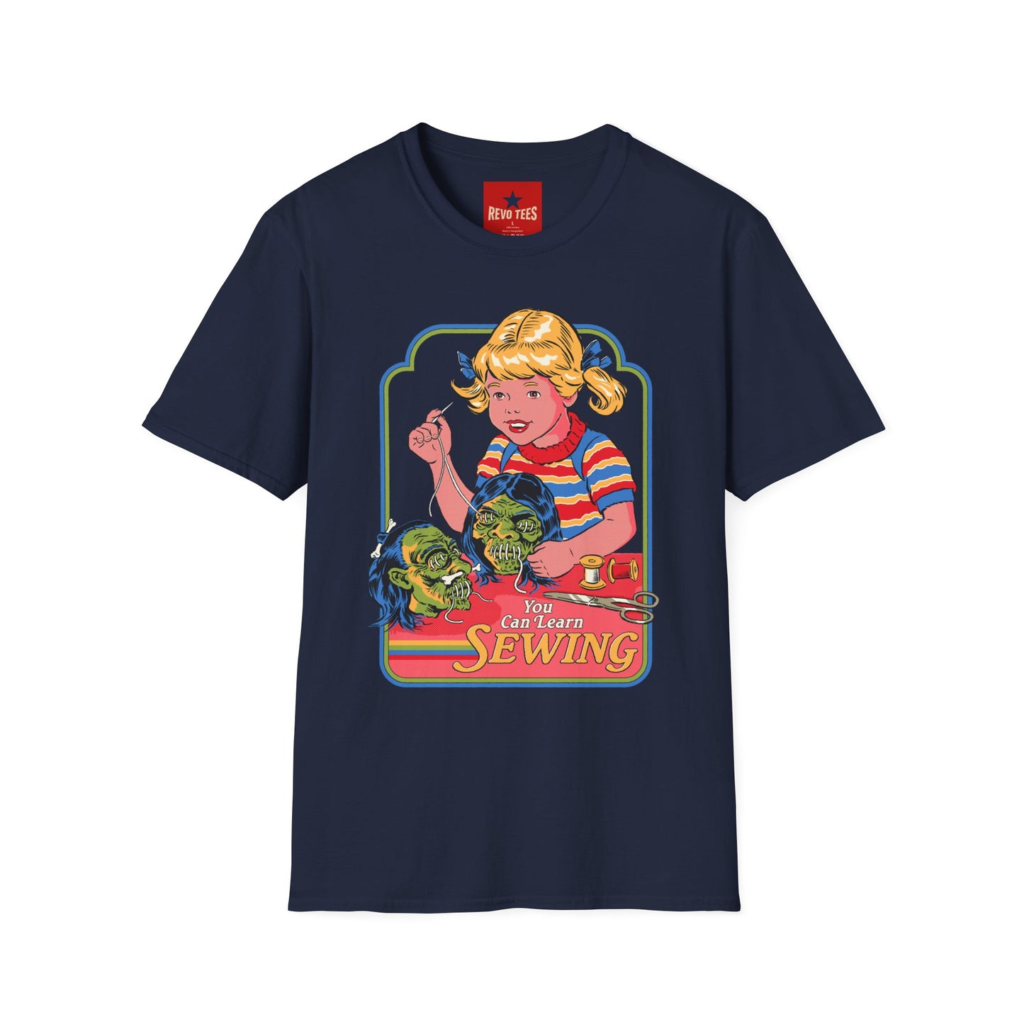 Retro Sewing Girl T‑Shirt — Vintage Crafting Graphic Tee