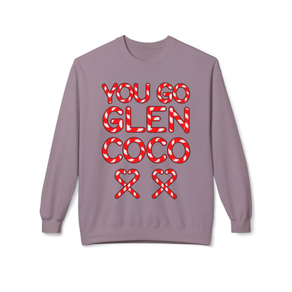 "You Go Glen Coco" Candy Cane Holiday Graphic Crewneck Sweatshirt