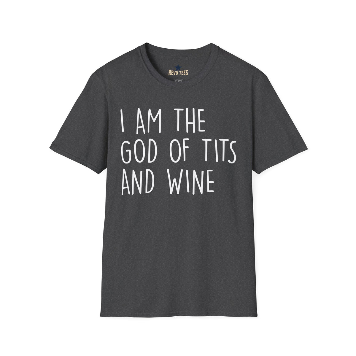 Revotees Graphic I Am the God of Tits and Wine Funny Slogan for Wine Lovers Bachelorette Gifts T-Shirt - alternate view 5