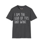 Revotees Graphic I Am the God of Tits and Wine Funny Slogan for Wine Lovers Bachelorette Gifts T-Shirt - alternate view 5