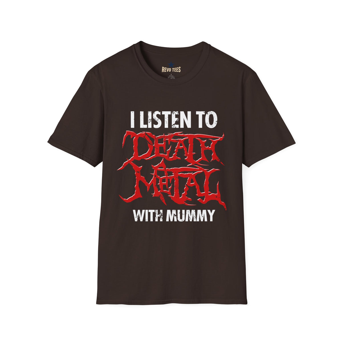 Revotees I Listen to Death Metal Funny Goth Metal Music T-Shirt - alternate view 3