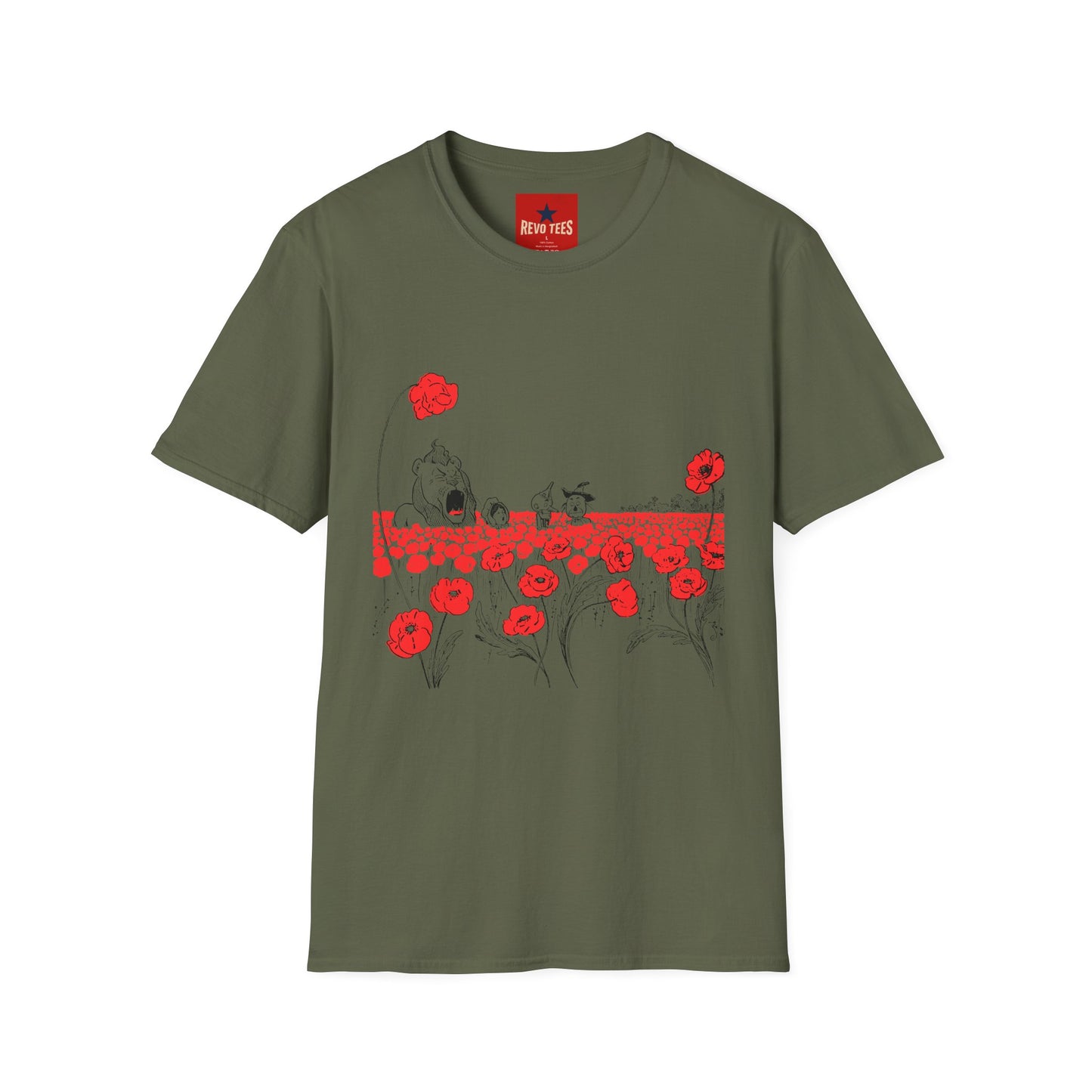 Poppy Field Shirt — Whimsical Floral Illustration Tee with Red Poppies