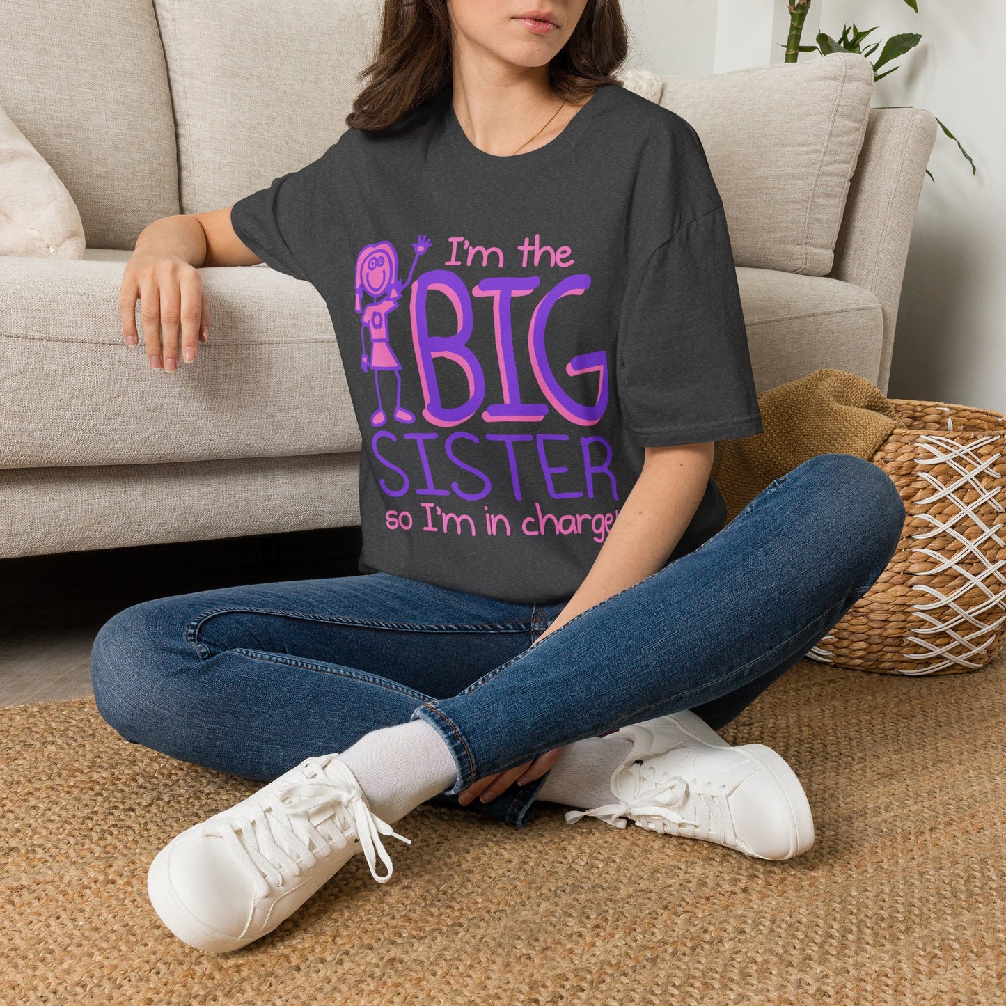 Big Sister T-Shirt — "I'm the Big Sister" Cute Pink & Purple Kids/Family Tee