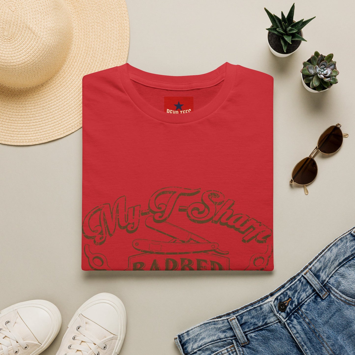 Barber Shop Graphic T‑Shirt — 'My T‑Shirt Barber Shop' Vintage Logo Tee