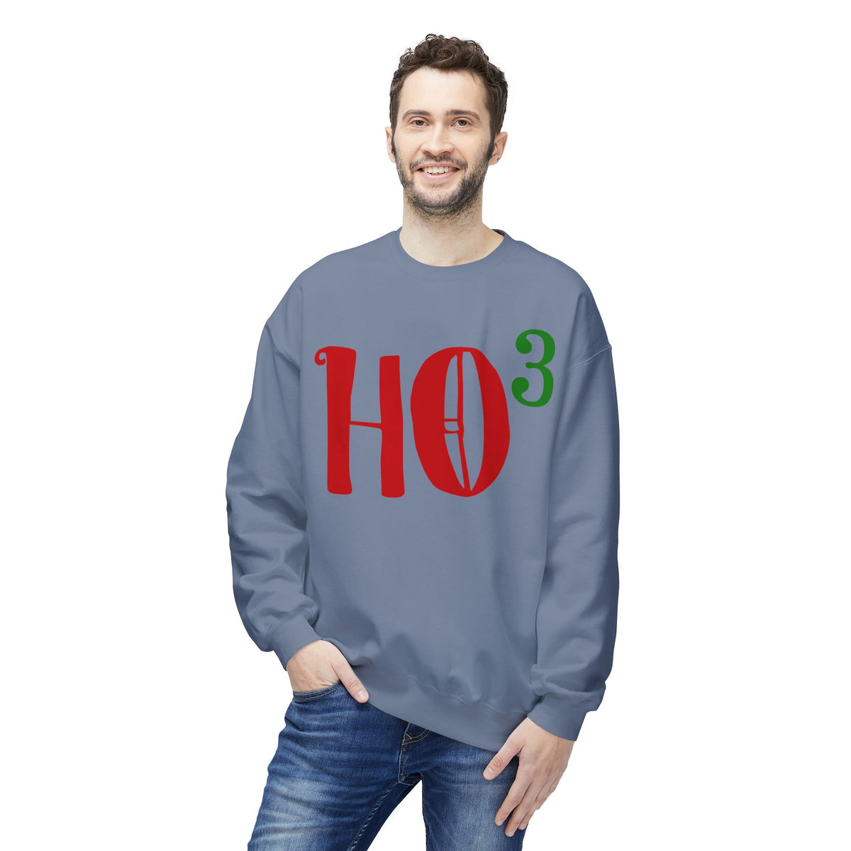 Christmas HO — Festive Red & Green Holiday Crewneck Sweatshirt